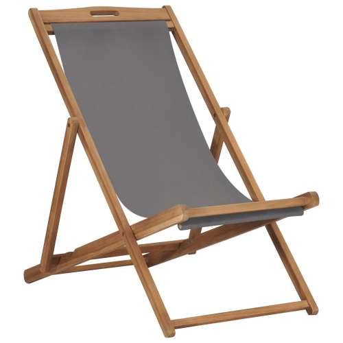 Sklopiva stolica za plažu od masivne tikovine siva Cijena