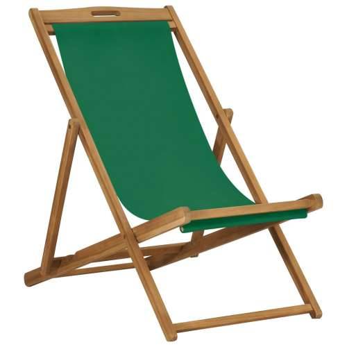 Sklopiva stolica za plažu od masivne tikovine zelena Cijena