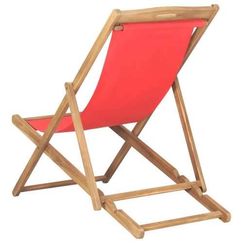 Sklopiva stolica za plažu od masivne tikovine crvena Cijena