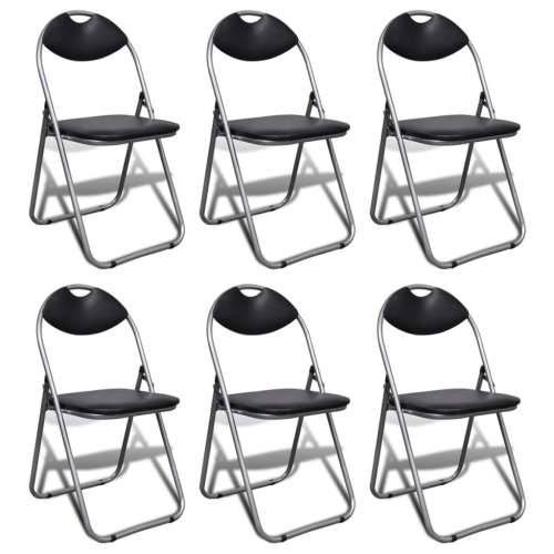 Sklopive blagovaonske stolice od umjetne kože i čelika 6 kom crne Cijena