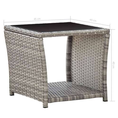 Stolić za kavu sivi 45 x 45 x 40 cm od poliratana i stakla Cijena