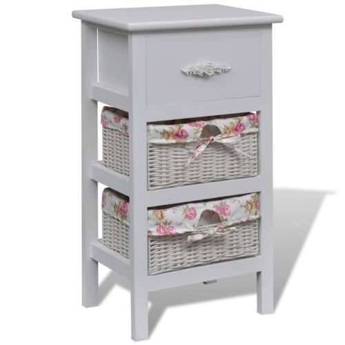 Ormarić s 1 ladicom i 2 košare bijeli od drva paulovnije  - Bijela 35 x 25 x 60.5 cm 1 Cijena