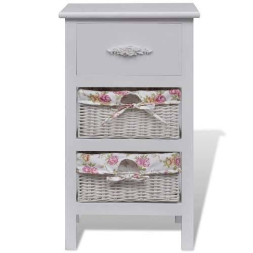 Ormarić s 1 ladicom i 2 košare bijeli od drva paulovnije  - Bijela 35 x 25 x 60.5 cm 1 Cijena