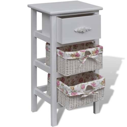 Ormarić s 1 ladicom i 2 košare bijeli od drva paulovnije  - Bijela 35 x 25 x 60.5 cm 1 Cijena