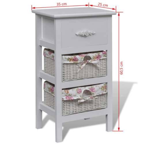 Ormarić s 1 ladicom i 2 košare bijeli od drva paulovnije  - Bijela 35 x 25 x 60.5 cm 1 Cijena