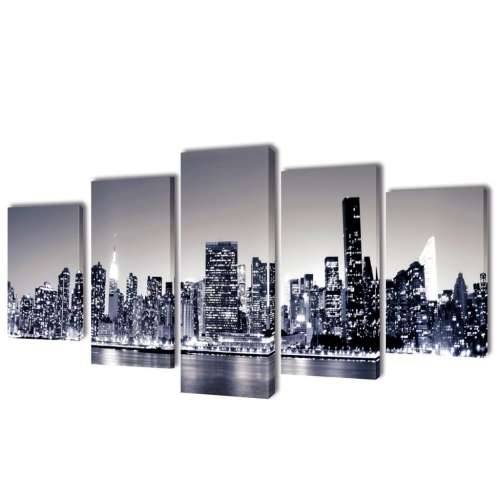 Monokromatski set slika na platnu panorama New Yorka 100 x 50 cm Cijena