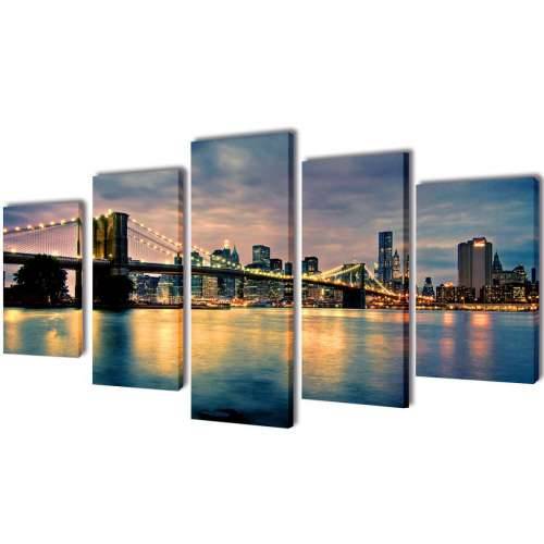 Zidne Slike na Platnu Set s Printom Brooklyn 200 x 100 cm - 200 x 100 cm 1 Pogled sa bruklinskog mosta Cijena