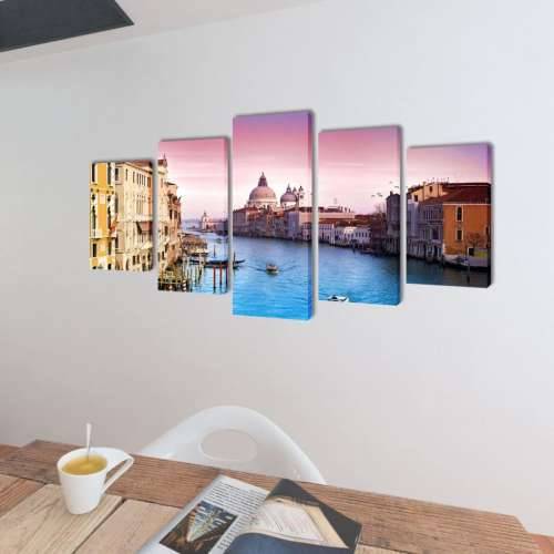 Zidne Slike na Platnu Set s Printom Venecija 200 x 100 cm Cijena