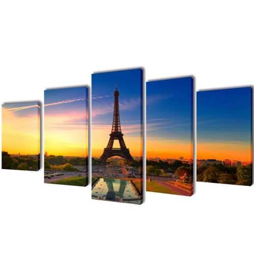 Zidne Slike na Platnu Set s Printom Eiffelov Toranj 200 x 100 cm Cijena