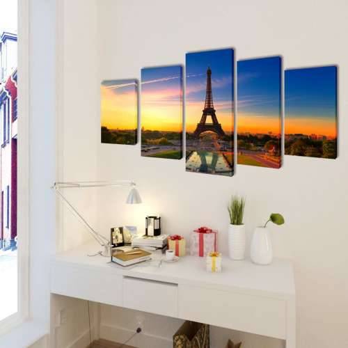 Zidne Slike na Platnu Set s Printom Eiffelov Toranj 200 x 100 cm Cijena