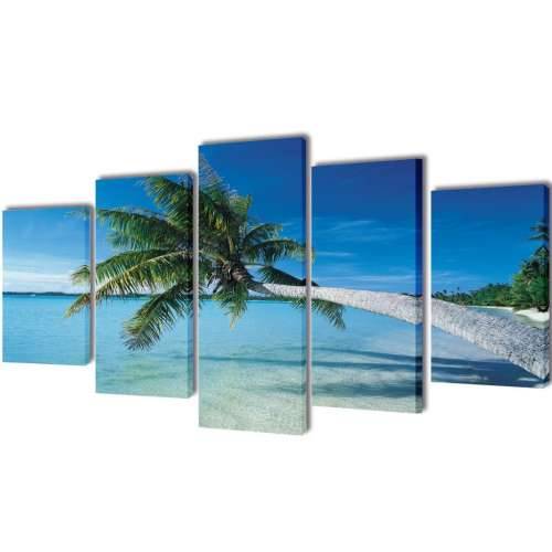 Zidne Slike na Platnu s Printom Pješčane Plaže i Palme 200 x 100 cm - 200 x 100 cm 1 Pješčana plaza s palmom Cijena