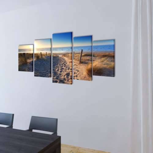 Zidne slike na platnu s printom pješčane plaže 200 x 100 cm Cijena