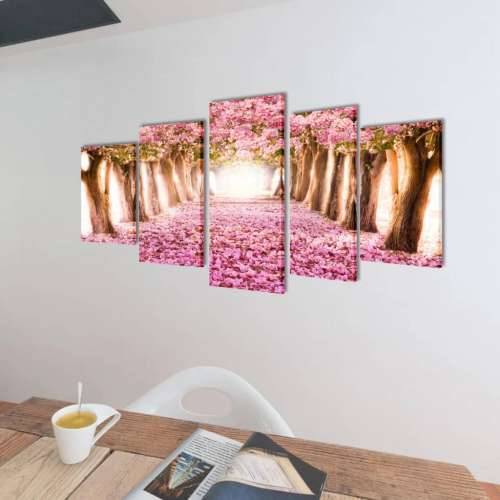 Zidne Slike na Platnu s Printom Trešnjinog Cvijeta 100 x 50 cm - 100 x 50 cm 1 Cvijet trešnje Cijena