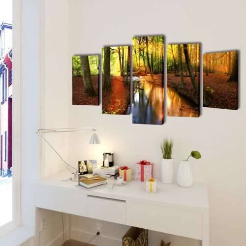 Set zidnih slika na platnu s uzorkom šume 200 x 100 cm - višebojna 200 x 100 cm 1 Šuma Cijena