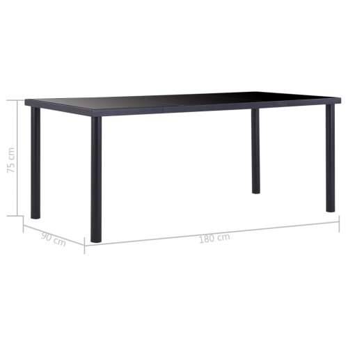 Blagovaonski stol crni 180 x 90 x 75 cm od kaljenog stakla - 180 x 90 x 75 cm 1 Cijena