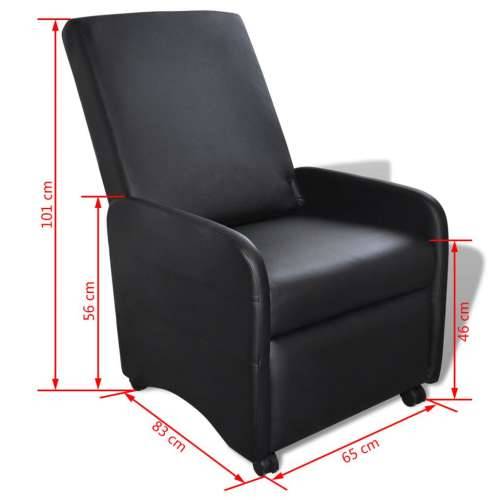 Sklopiva fotelja od umjetne kože crna Cijena