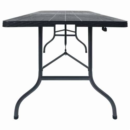 Sklopivi vrtni stol crni 180 x 75 x 72 cm HDPE imitacija ratana Cijena
