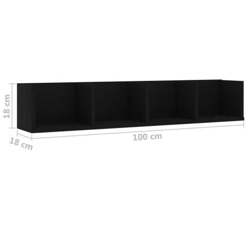 Zidna polica za CD-ove crna 100 x 18 x 18 cm konstruirano drvo Cijena