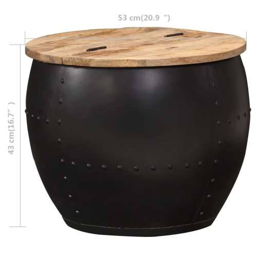 Stolić za kavu okrugli 53 x 43 cm od masivnog drva manga - Crna 53 x 43 cm 1 Cijena