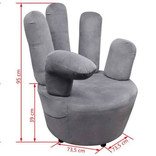 Stolica u obliku ruke baršunasta siva Cijena