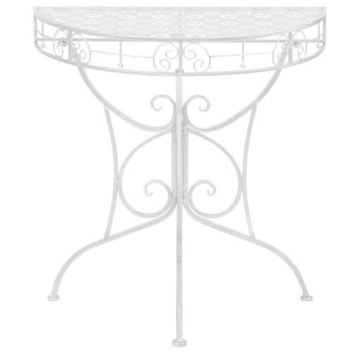 Bočni starinski stolić polukružni metalni 72x36x74 cm srebrni Cijena