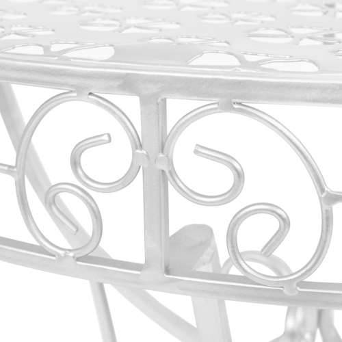 Bočni starinski stolić polukružni metalni 72x36x74 cm srebrni Cijena