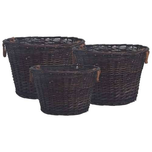 3-dijelni set košara za drva za ogrjev tamnosmeđi od vrbe Cijena