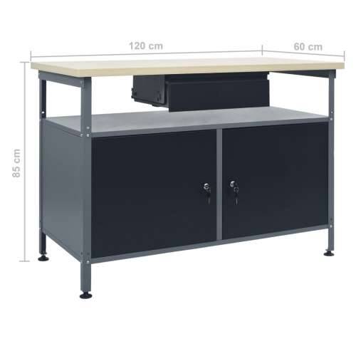Radni stol crni 120 x 60 x 85 cm čelični Cijena