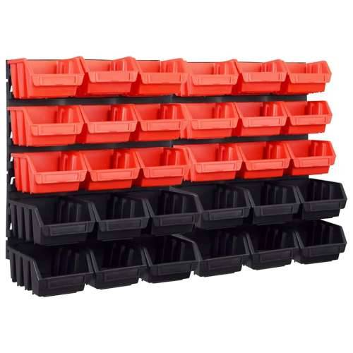 32-dijelni set kutija za pohranu sa zidnim pločama crveno-crni