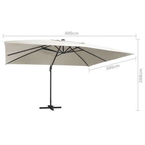 Konzolni vrtni suncobran LED sa stupom 400x300 cm boja pijeska - Pijesak 400 x 300 cm (7 x 5 cm) 1 Cijena