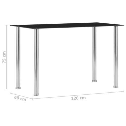 Blagovaonski stol crni 120 x 60 x 75 cm od kaljenog stakla - 120 x 60 x 75 cm 1 Cijena