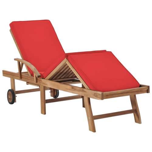 Ležaljke za sunčanje s jastucima 2 kom masivna tikovina crvene Cijena