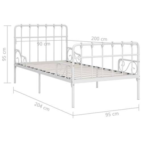 Okvir za krevet s podnicama bijeli metalni 90 x 200 cm - Bijela 90 x 200 cm Cijena