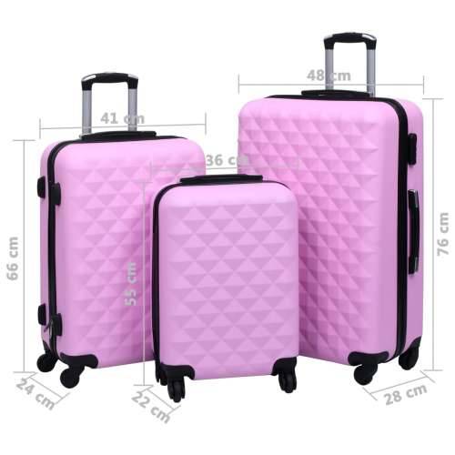 3-dijelni set čvrstih kovčega ružičasti ABS Cijena