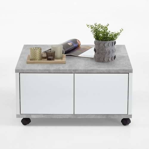 FMD mobilni stolić za kavu 70x70x35,5 cm boja betona i sjajna bijela Cijena