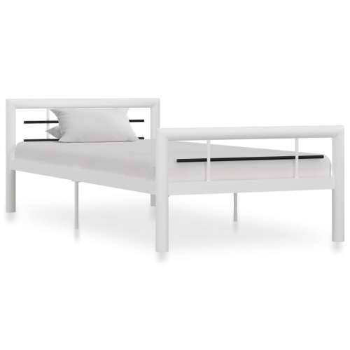 Okvir za krevet bijelo-crni metalni 100 x 200 cm