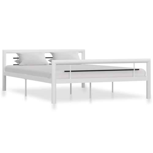 Okvir za krevet bijelo-crni metalni 160 x 200 cm
