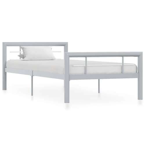 Okvir za krevet sivo-bijeli metalni 90 x 200 cm