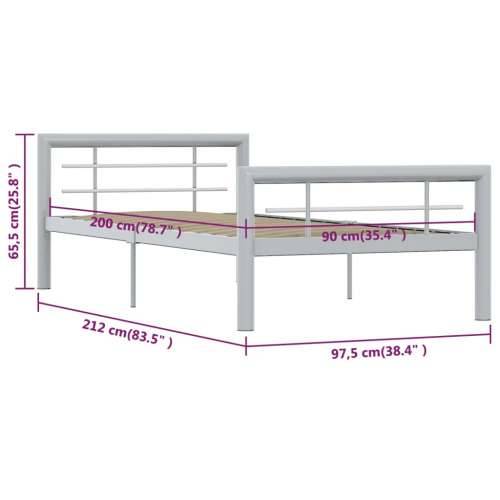 Okvir za krevet sivo-bijeli metalni 90 x 200 cm - Siva i bijela 90 x 200 cm Cijena