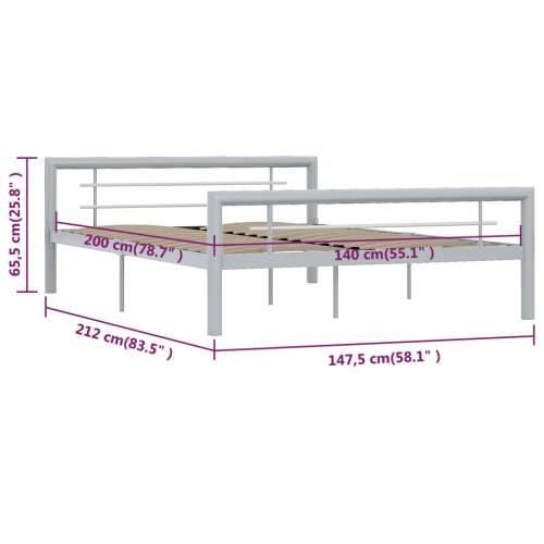 Okvir za krevet sivo-bijeli metalni 140 x 200 cm - Siva i bijela 140 x 200 cm Cijena