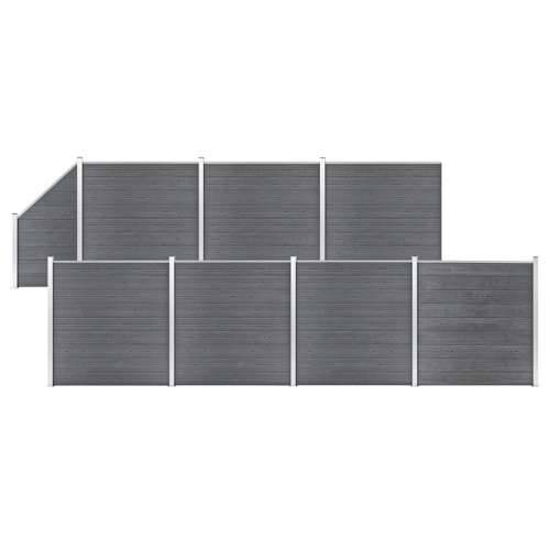 Set WPC ograda 7 kvadratnih + 1 kosa 1311 x 186 cm sivi - Siva 1 7 sekcija + 1 zaklonjena sekcija Cijena