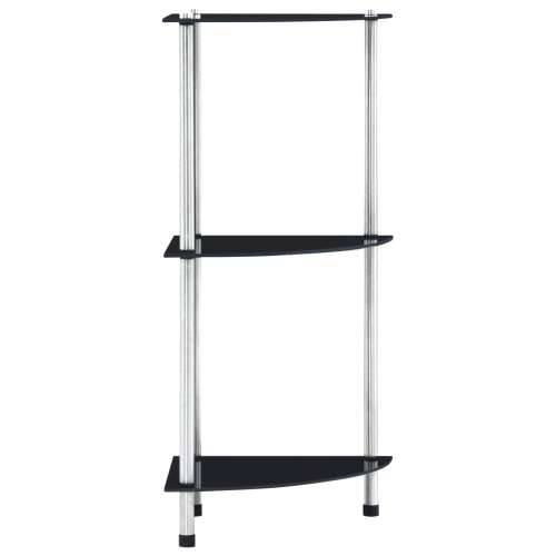 Police s 3 razine crne 30 x 30 x 67 cm od kaljenog stakla - Crna 1 3-dijelna komoda za knjige Cijena