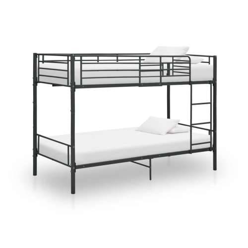 Krevet na kat crni metalni 90 x 200 cm