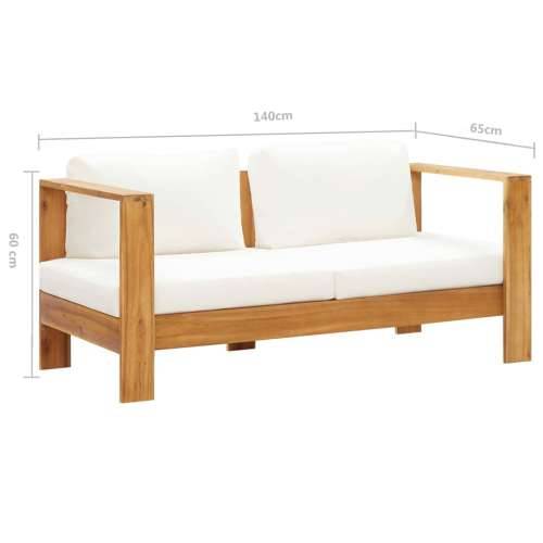 Vrtna sofa s jastukom 140 cm masivno bagremovo drvo krem bijela - Krema 1 Dvosjed Cijena