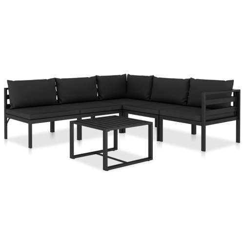 6-dijelna vrtna garnitura s jastucima aluminijska antracit - 2x kutna + 3x srednja + stol 1 Cijena