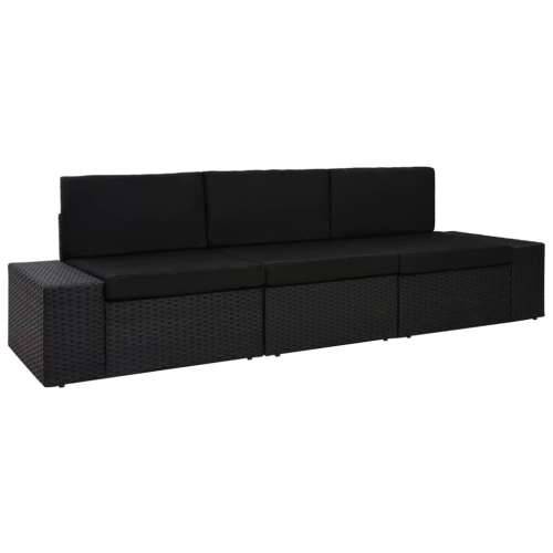 Modularni trosjed od poliratana crni - Crna 1 Kutna sofa (lijevi naslon za ruku) + kutna sofa (desni naslon za ruku) + srednja s Cijena