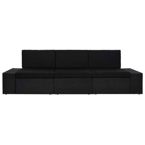 Modularni trosjed od poliratana crni - Crna 1 Kutna sofa (lijevi naslon za ruku) + kutna sofa (desni naslon za ruku) + srednja s Cijena