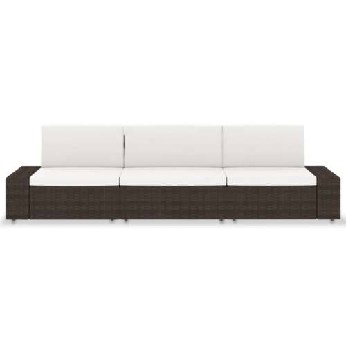 Modularni trosjed od poliratana smeđi - Smeđa 1 Kutna sofa (lijevi naslon za ruku) + kutna sofa (desni naslon za ruku) + srednja Cijena