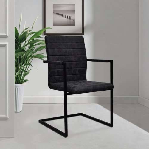 Konzolne blagovaonske stolice od umjetne kože 2 kom crne Cijena
