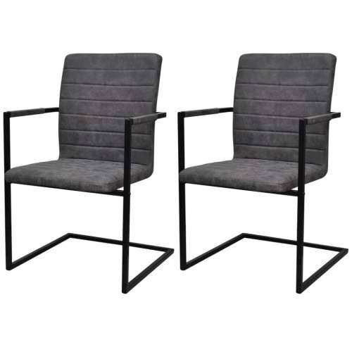 Konzolne blagovaonske stolice od umjetne kože 2 kom sive